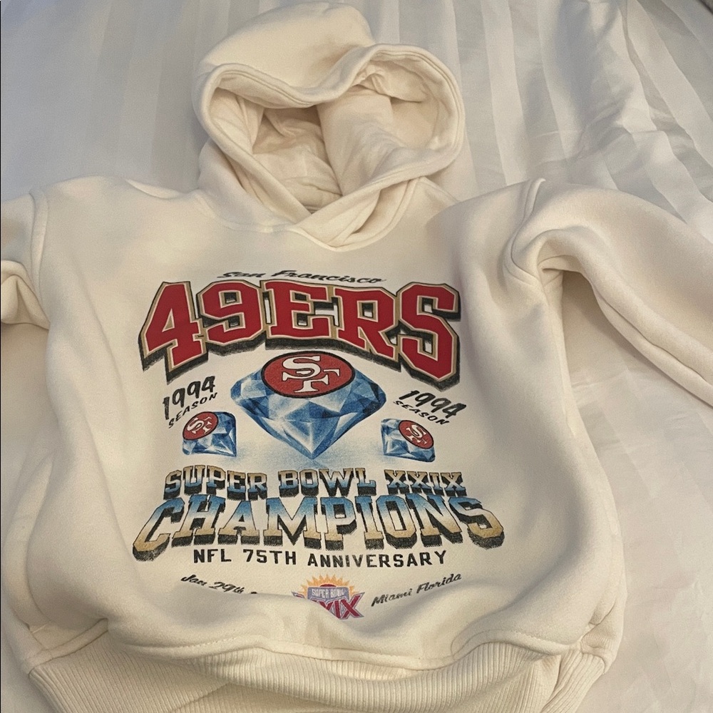 49ers Super Bowl Champions White Hoodie - Abercrombie kids